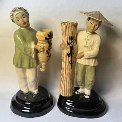  CALIFORNIA POTTERY POLLY WILSON ASIAN FIGURES PAIR