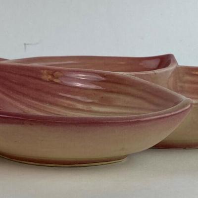  McCOY POTTERY THREE SECTION LEAF CANDY or SNACK DISH mcm