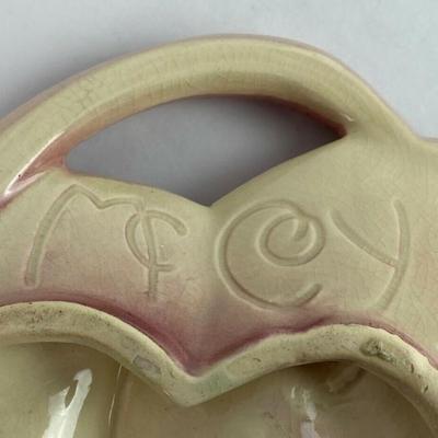  McCOY POTTERY THREE SECTION LEAF CANDY or SNACK DISH mcm
