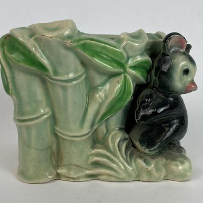  vintage novelty PANDA BEAR & BAMBOO PLANTER JAPAN 1950s