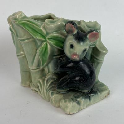  vintage novelty PANDA BEAR & BAMBOO PLANTER JAPAN 1950s