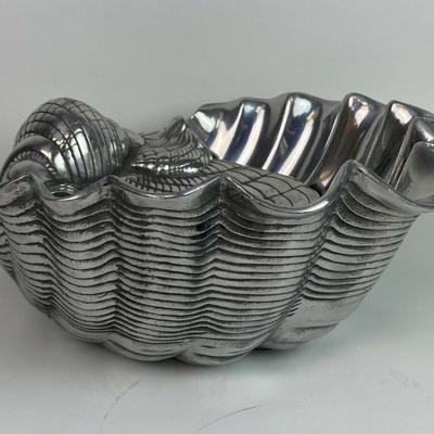 vintage ARTHUR COURT DESIGNS CLAM SHELL SERVER polished cast aluminum