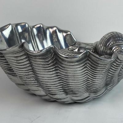 vintage ARTHUR COURT DESIGNS CLAM SHELL SERVER polished cast aluminum