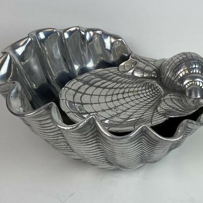 vintage ARTHUR COURT DESIGNS CLAM SHELL SERVER polished cast aluminum