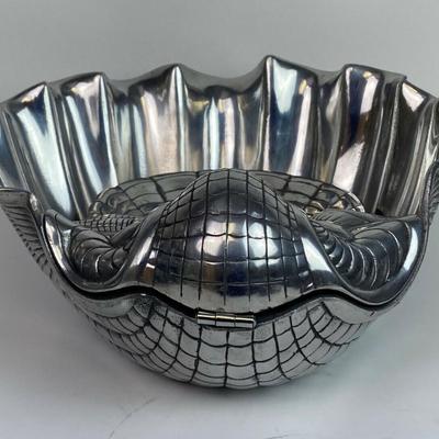 vintage ARTHUR COURT DESIGNS CLAM SHELL SERVER polished cast aluminum