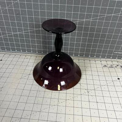 Purple Amethyst Gold Rimmed Class Compote/Footed Bowl 
