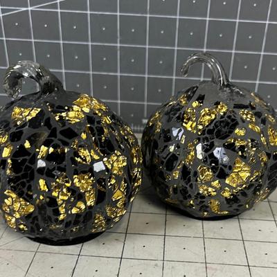 Glass Mosaic Pumpkin Ornaments 