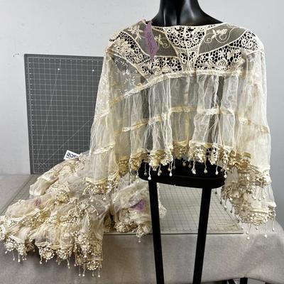 (7) New Poncho Cream Colored Lace Tops