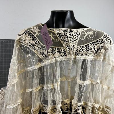 (7) New Poncho Cream Colored Lace Tops