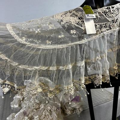 (7) New Poncho Cream Colored Lace Tops