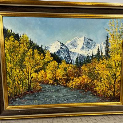  Oil on Canvas Mountain Stream by E. Reynolds 