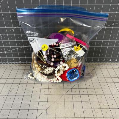  Tray of Used Jewelry including Red, White and Blue Watches