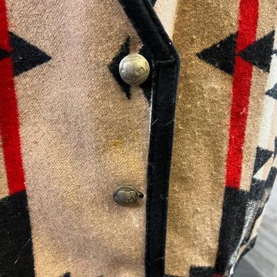 TINTIC Blanket ware Vest - Western Native Look with Buffalo Nickle Buttons (real) 