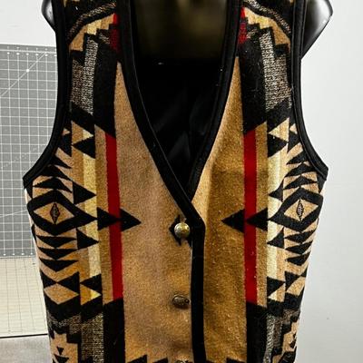 TINTIC Blanket ware Vest - Western Native Look with Buffalo Nickle Buttons (real) 