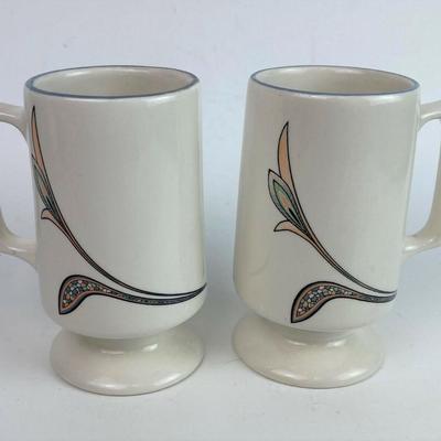 Vintage BUFFALO CHINA IRISH COFFEE MUGS pair 1980s 