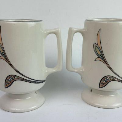 Vintage BUFFALO CHINA IRISH COFFEE MUGS pair 1980s 