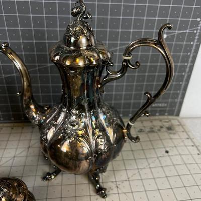 REED & BARTON Silver Plated Tea and Coffee Pots Plus Cream & Sugar Set (4 pieces) 