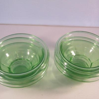 Vintage Hazel Atlas Uranium Glass Dessert Bowls- 6 Pieces- Approx 5 3/4