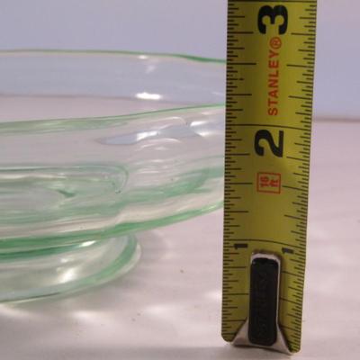 Vintage Footed Uranium Glass Bowl- Optic Facet- Approx 6 3/4