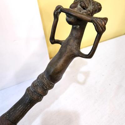 Lot #211  Antique African Ceremonial Trumpet on display stand - Cameroun