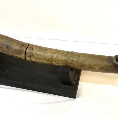 Lot #211  Antique African Ceremonial Trumpet on display stand - Cameroun