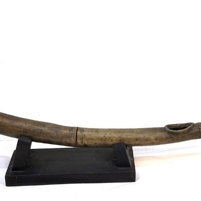 Lot #211  Antique African Ceremonial Trumpet on display stand - Cameroun