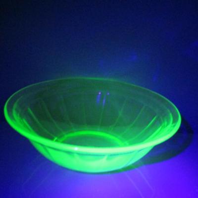 Vintage Federal Uranium Glass Bowl- Optic Facet Design- Approx 7 3/4