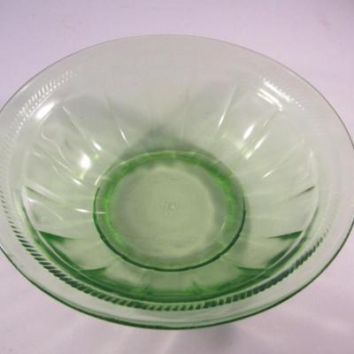 Vintage Federal Uranium Glass Bowl- Optic Facet Design- Approx 7 3/4