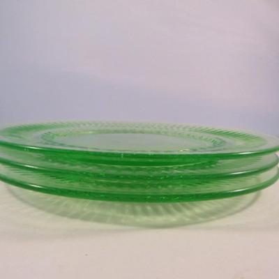 Vintage Uranium Glass Plate- 3 Pieces- Approx 8 1/4