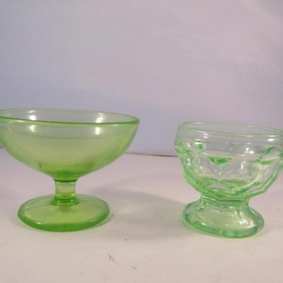 Pair of Vintage Uranium Glass Footed Sherbet/Dessert Cups