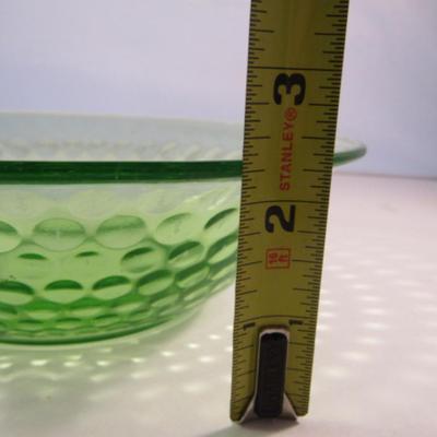 Vintage Federal Glass Uranium Glass Bowl- Dot Optic Design- Approx 7 3/4