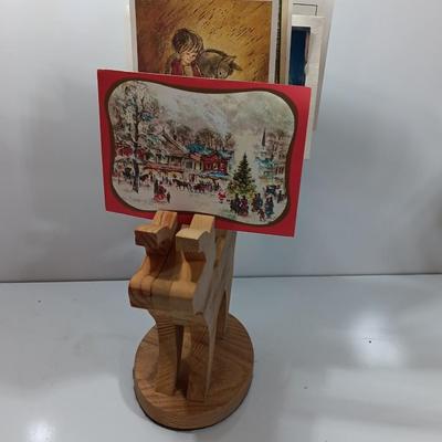 Wooden deer with Antler card holders