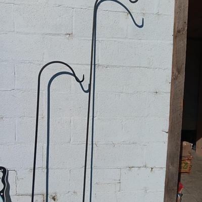 Two garden Shepherd hooks for hanging potted plants