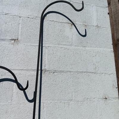 Two garden Shepherd hooks for hanging potted plants