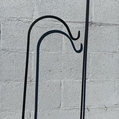 Two garden Shepherd hooks for hanging potted plants