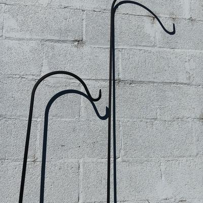 Two garden Shepherd hooks for hanging potted plants