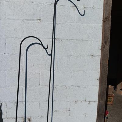 Two garden Shepherd hooks for hanging potted plants