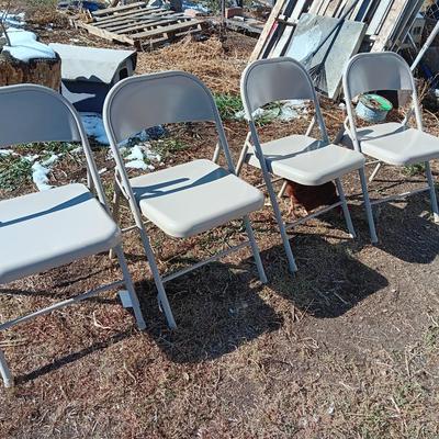 Set of 4 steel folding chairs