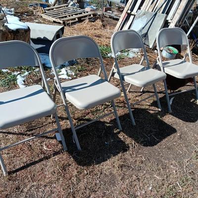Set of 4 steel folding chairs