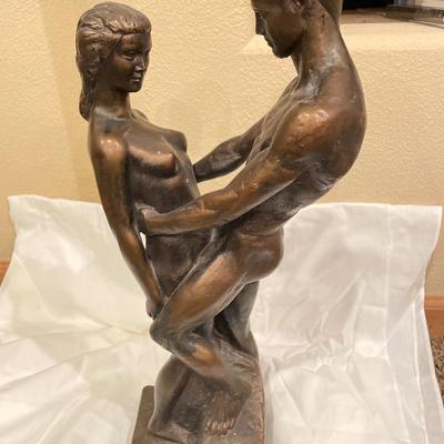 Vintage 1970 Nude Lovers Statue Bronze color