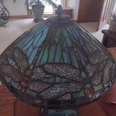 Stained Glass Tiffany Style Dragonfly Shade Lamp