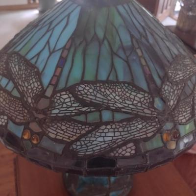 Stained Glass Tiffany Style Dragonfly Shade Lamp