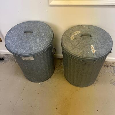 Pair of Galvanized Garbage Cans (G-MG)