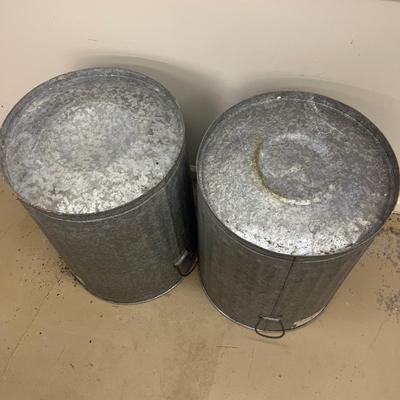 Pair of Galvanized Garbage Cans (G-MG)