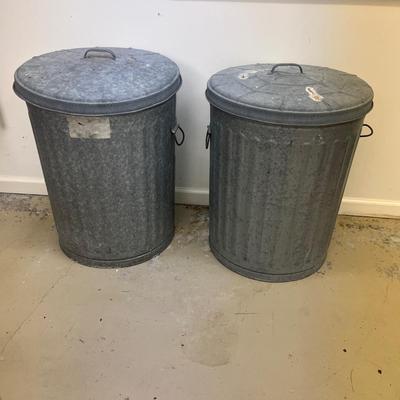 Pair of Galvanized Garbage Cans (G-MG)