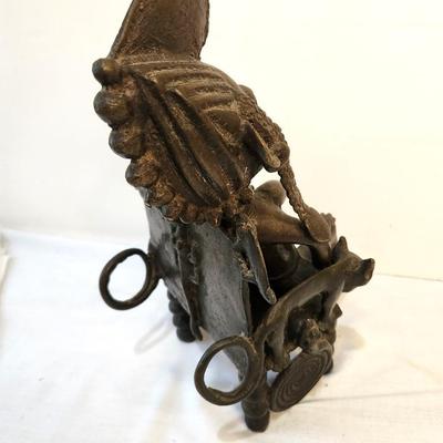 Lot #215  Mossi Tribe Figure of a Seated Man - Bronze - Incredible Piece