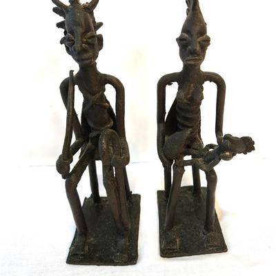 Lot #218  Pair of Mossi (West African) Seated Figures - Bronze