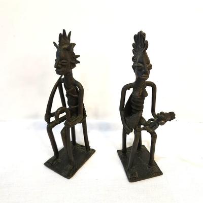 Lot #218  Pair of Mossi (West African) Seated Figures - Bronze