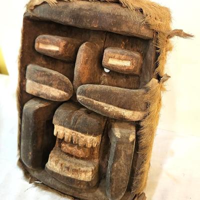 Lot #224  Scary "Bete Guerre" Carved Mask - Ivory Coast (Africa)