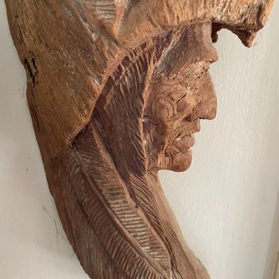 Wood Carving Indian Bust